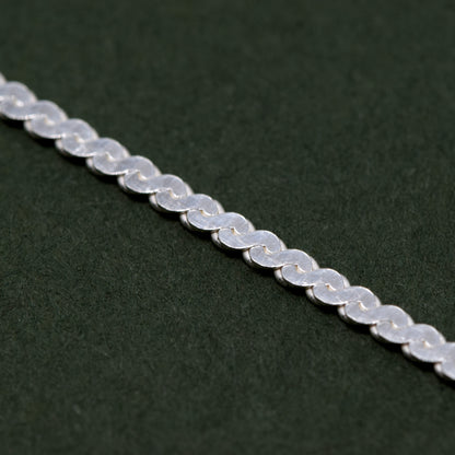 Sterling Silver S-Wave Herringbone Chain Bracelet