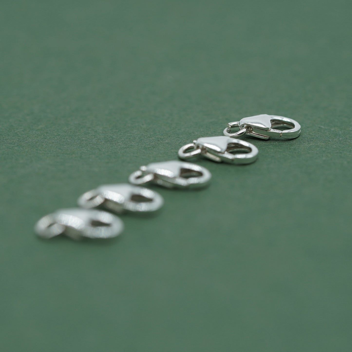 Sterling Silver 8mm Claw Carabiner Trigger Clasp with Split Ring, Pack of 5, 10 and 50