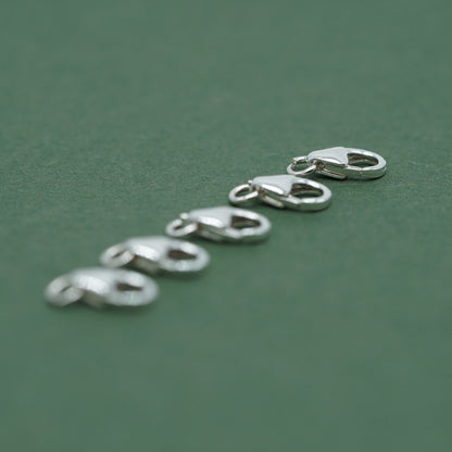 Sterling Silver 8mm Claw Carabiner Trigger Clasp with Split Ring, Pack of 5, 10 and 50