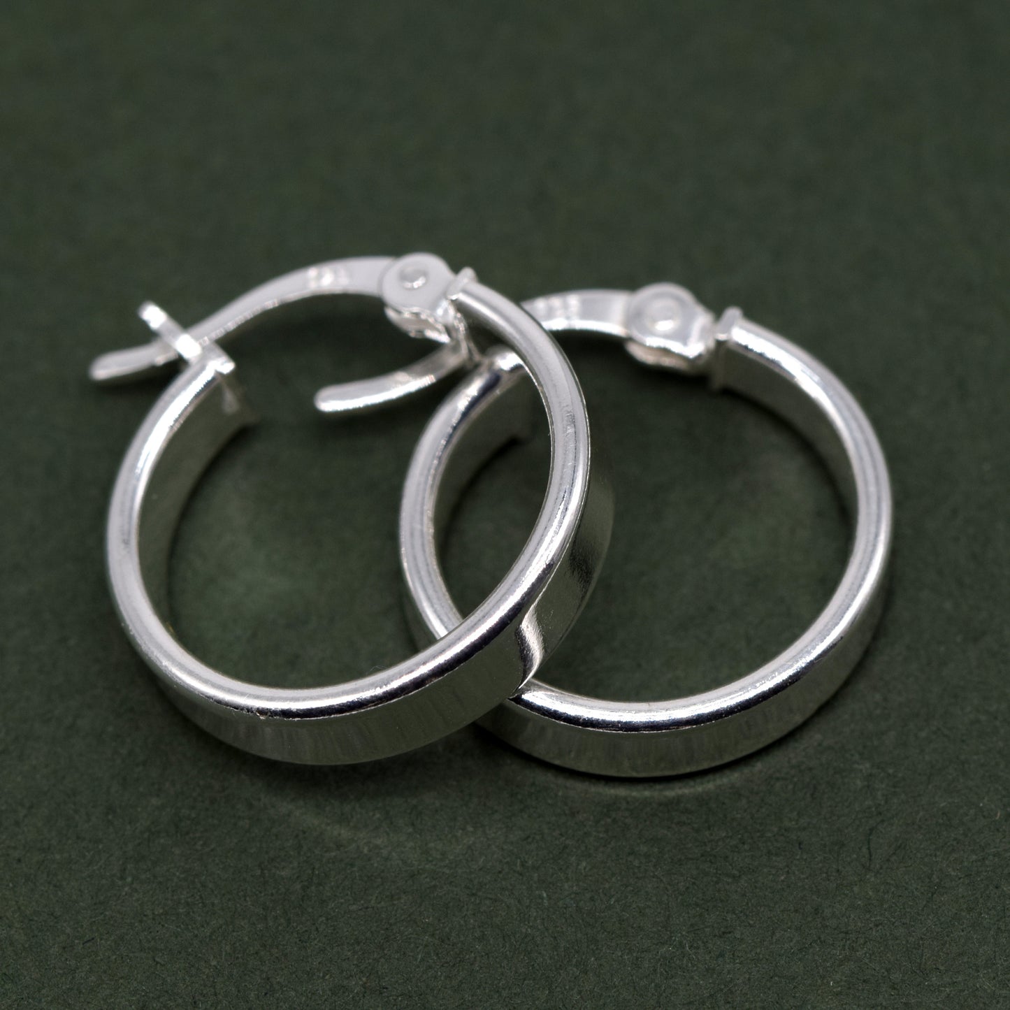 Sterling Silver Creole Style 15mm Flat Hoop Earrings