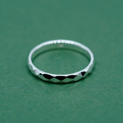 Sterling Silver Minimalist Faceted/Hammered Ring