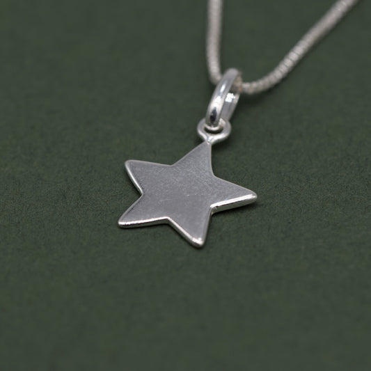 Sterling Silver Star Pendant Necklace on Box Chain
