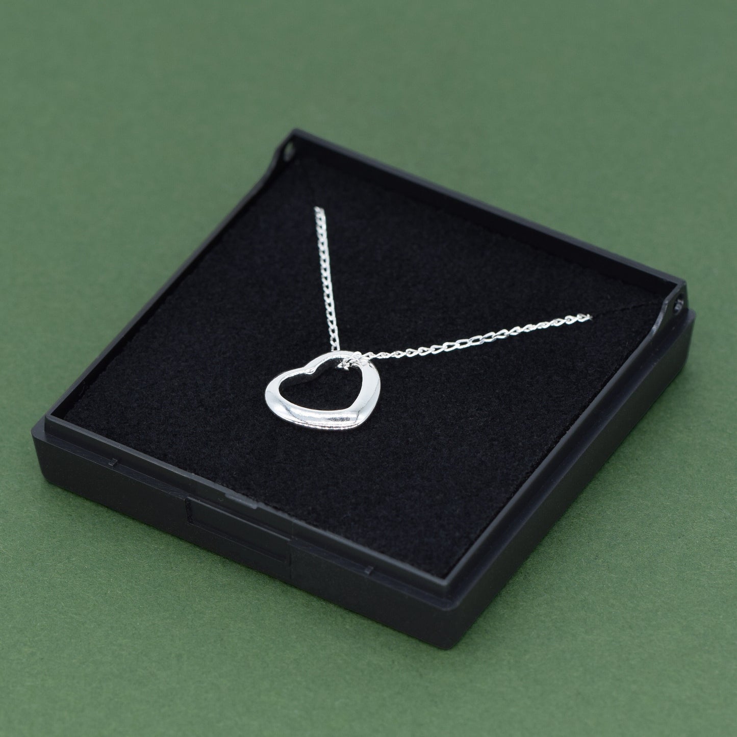 Sterling Silver Floating Heart Necklace in Gift Box