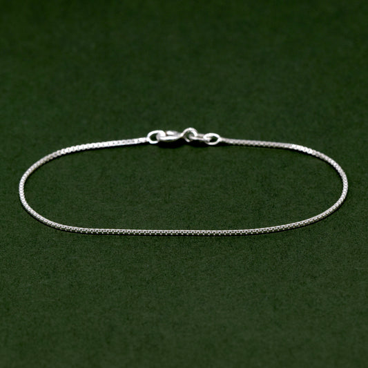 Sterling Silver 0.9mm Box Chain Bracelet