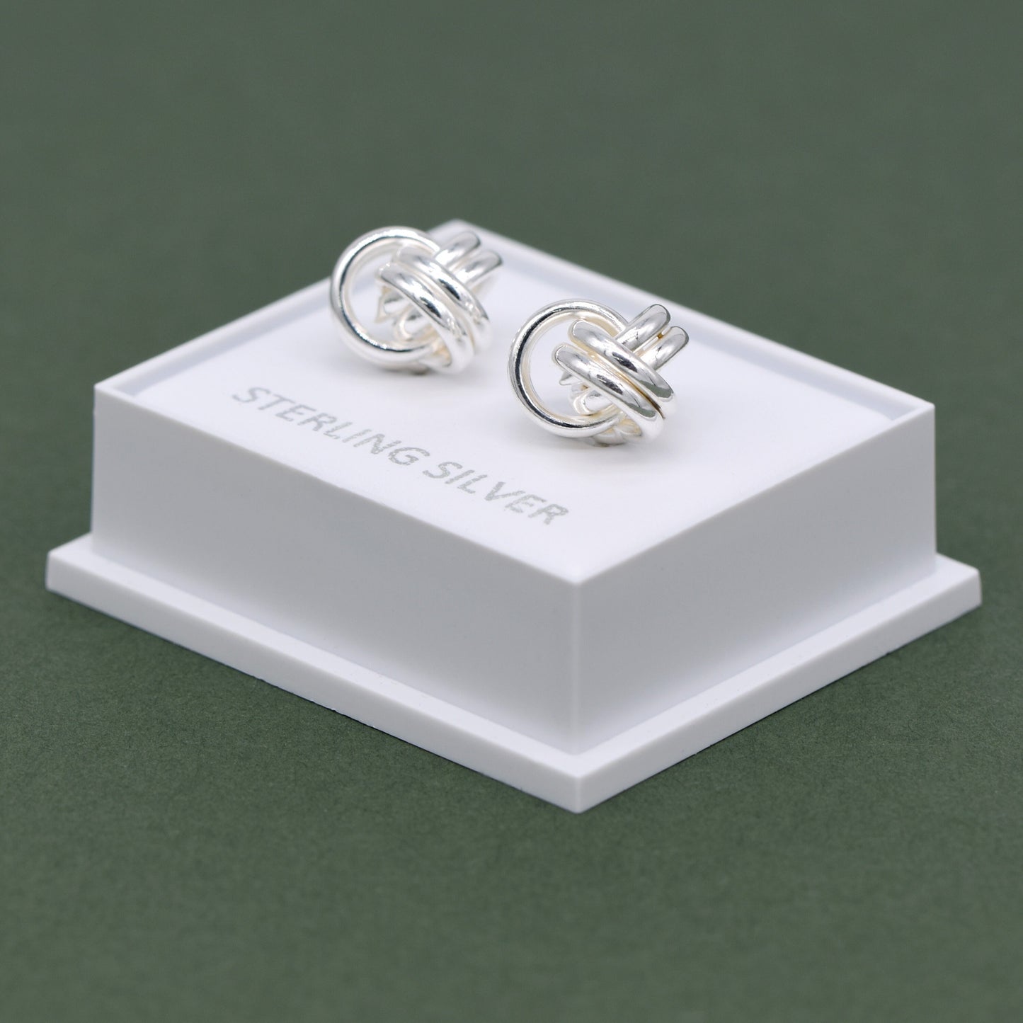 Sterling Silver Knot Studs Earrings In Gift Box
