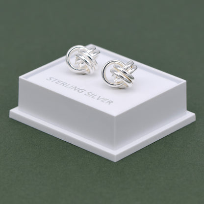 Sterling Silver Knot Studs Earrings In Gift Box