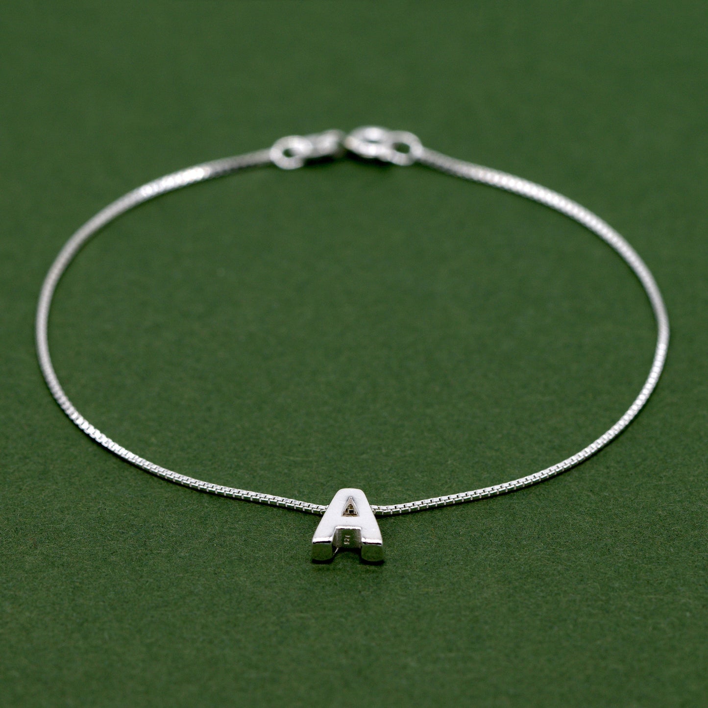 Sterling Silver Letter Bracelet A - Z, Personalised Initial Charm Bracelet, Gift for Her, Custom Monogram Jewellery