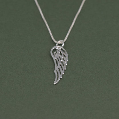 Sterling Silver Wing Pendant Necklace on Box Chain