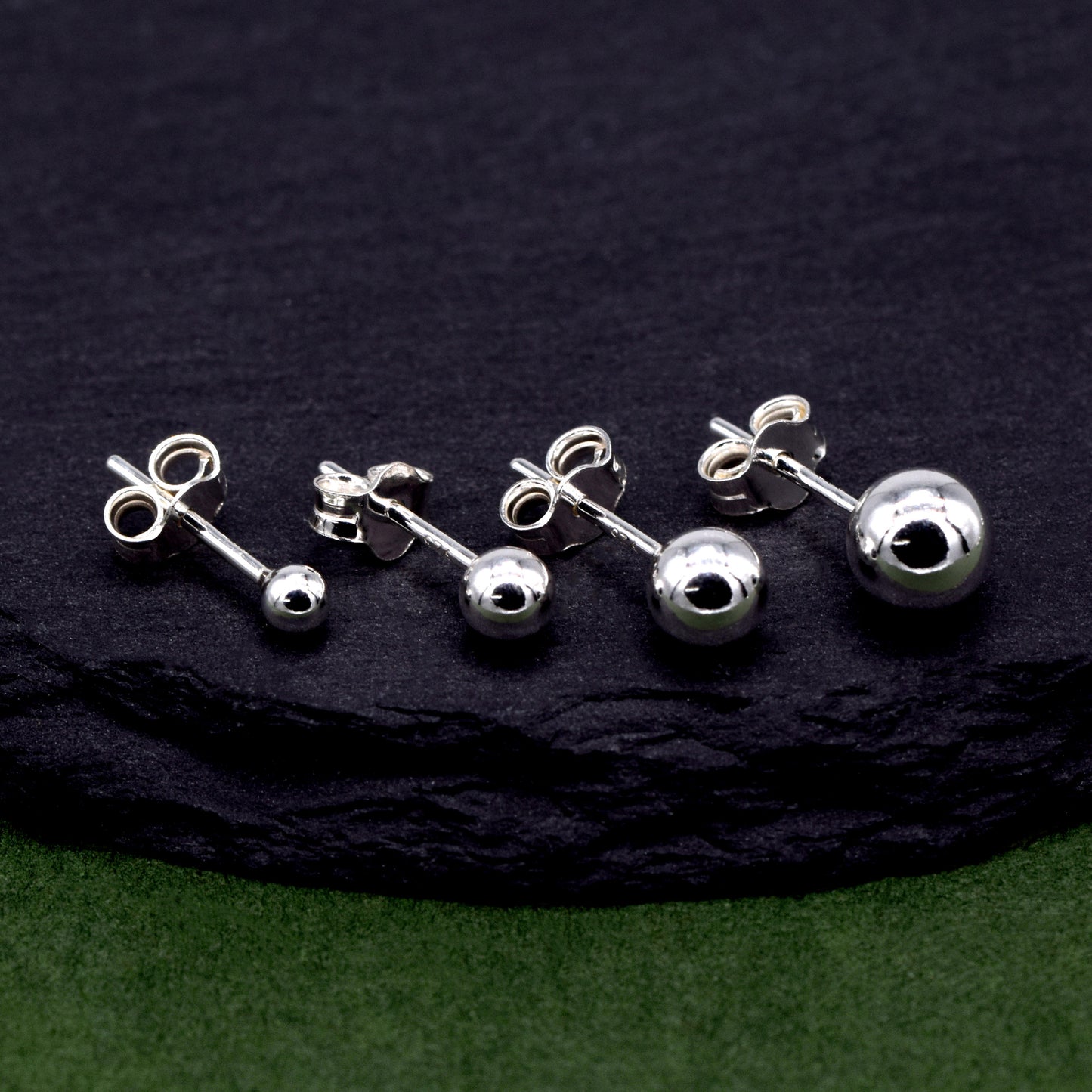 Sterling Silver 3,4,5,6mm Polished Ball Stud Earrings
