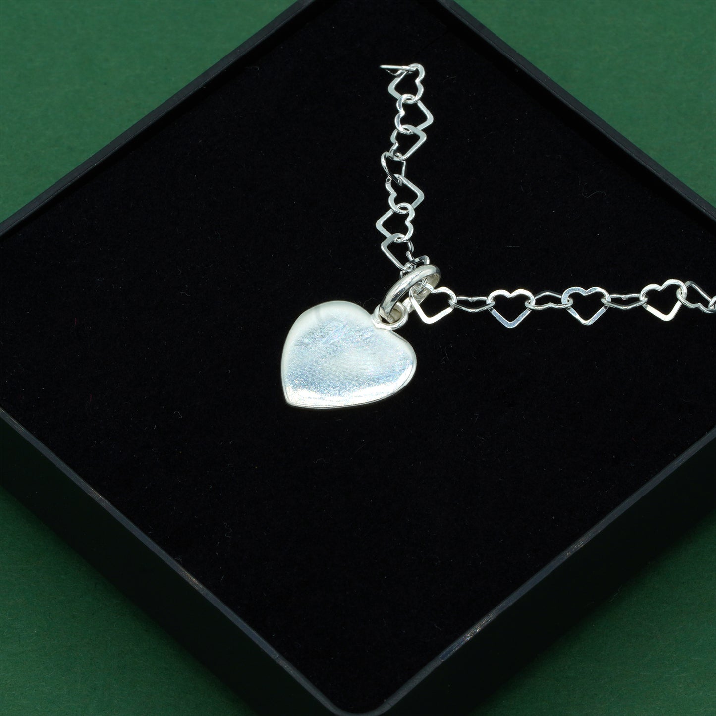925 Sterling Silver Heart Link Chain With Flat Heart Pendant Necklace, Valentine’s Day Gift for Her, Supplied in Gift Box