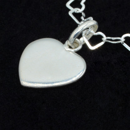 925 Sterling Silver Heart Link Chain With Flat Heart Pendant Necklace, Valentine’s Day Gift for Her, Supplied in Gift Box
