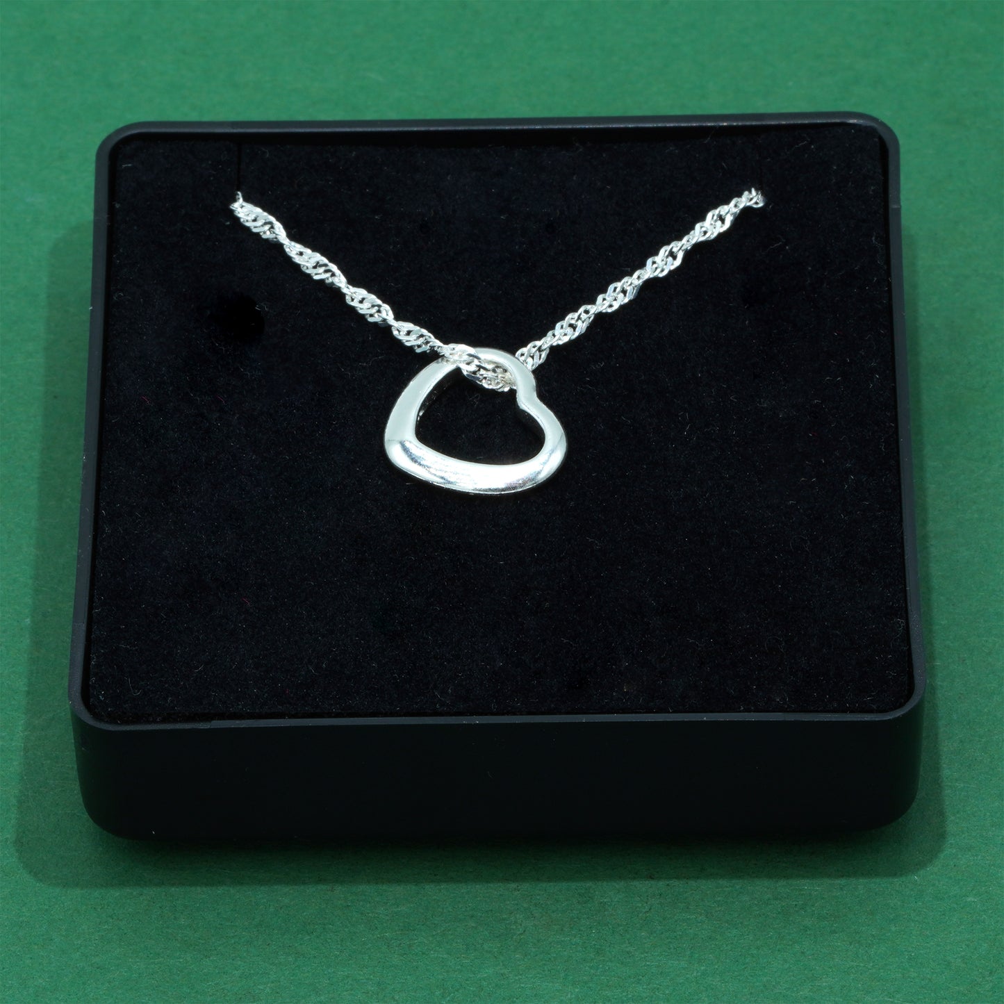 925 Sterling Silver Singapore Chain With Open Heart Pendant Necklace, Valentine’s Day Gift for Her, Supplied in Gift Box