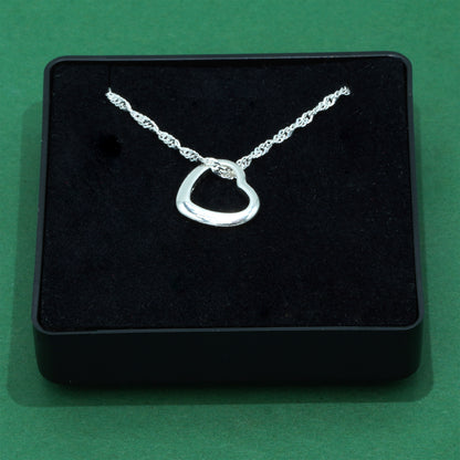 925 Sterling Silver Singapore Chain With Open Heart Pendant Necklace, Valentine’s Day Gift for Her, Supplied in Gift Box