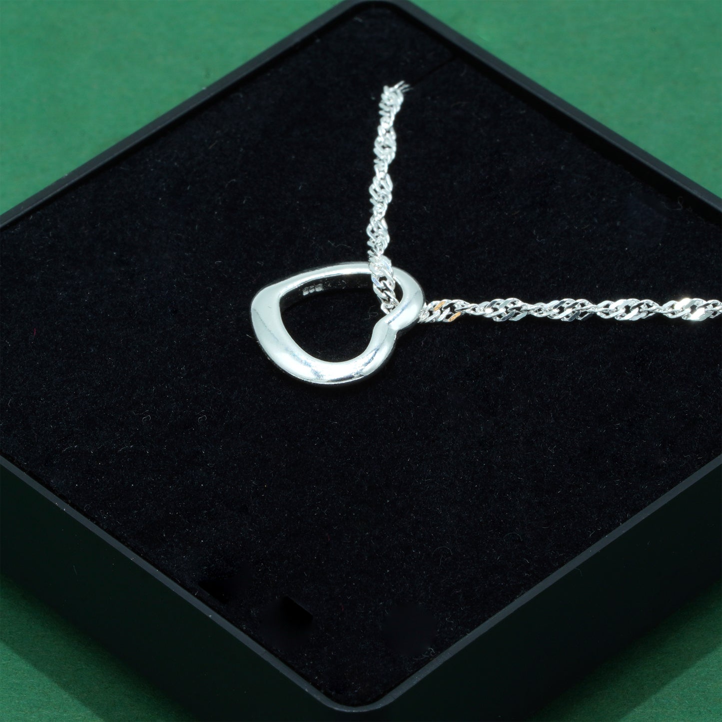 925 Sterling Silver Singapore Chain With Open Heart Pendant Necklace, Valentine’s Day Gift for Her, Supplied in Gift Box