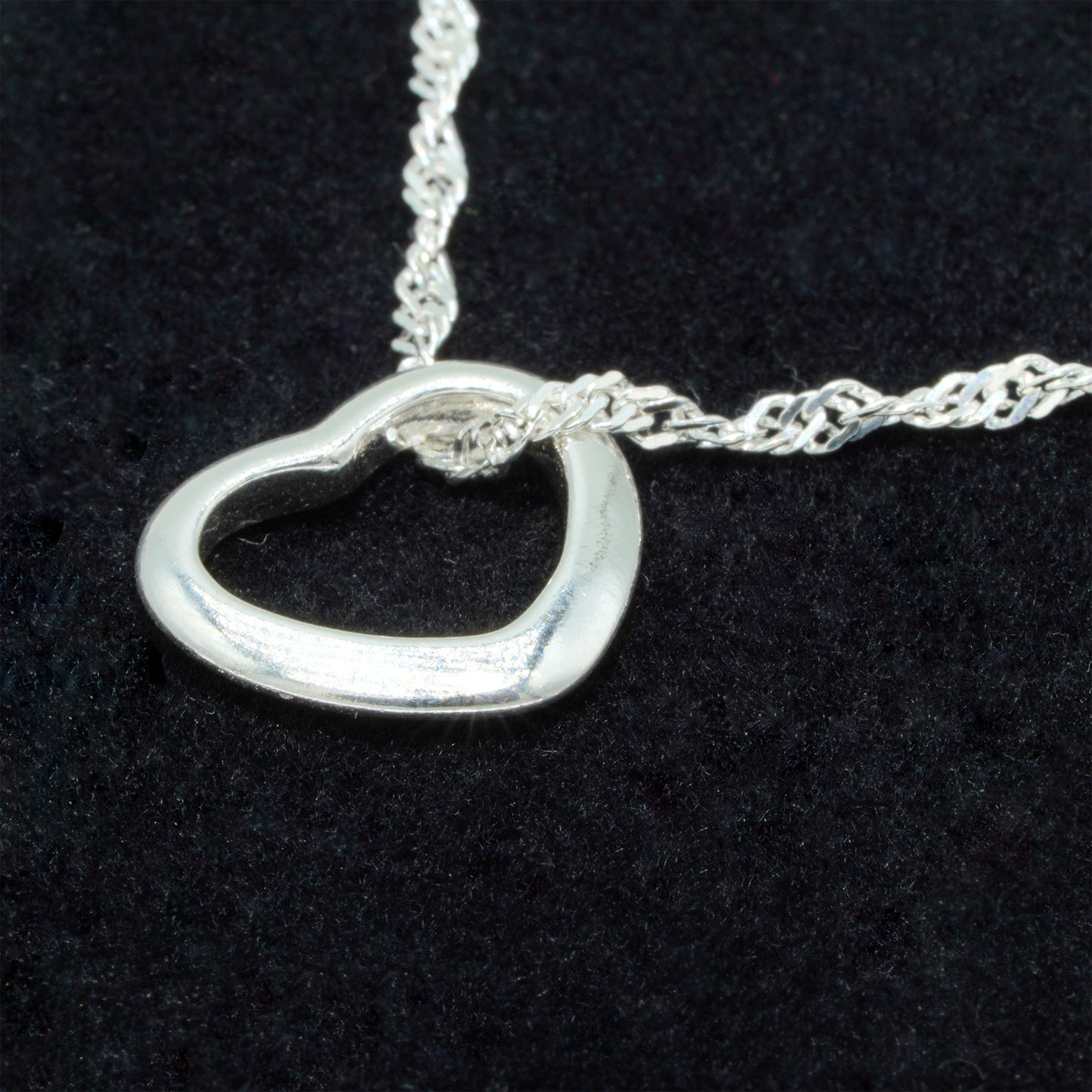 925 Sterling Silver Singapore Chain With Open Heart Pendant Necklace, Valentine’s Day Gift for Her, Supplied in Gift Box