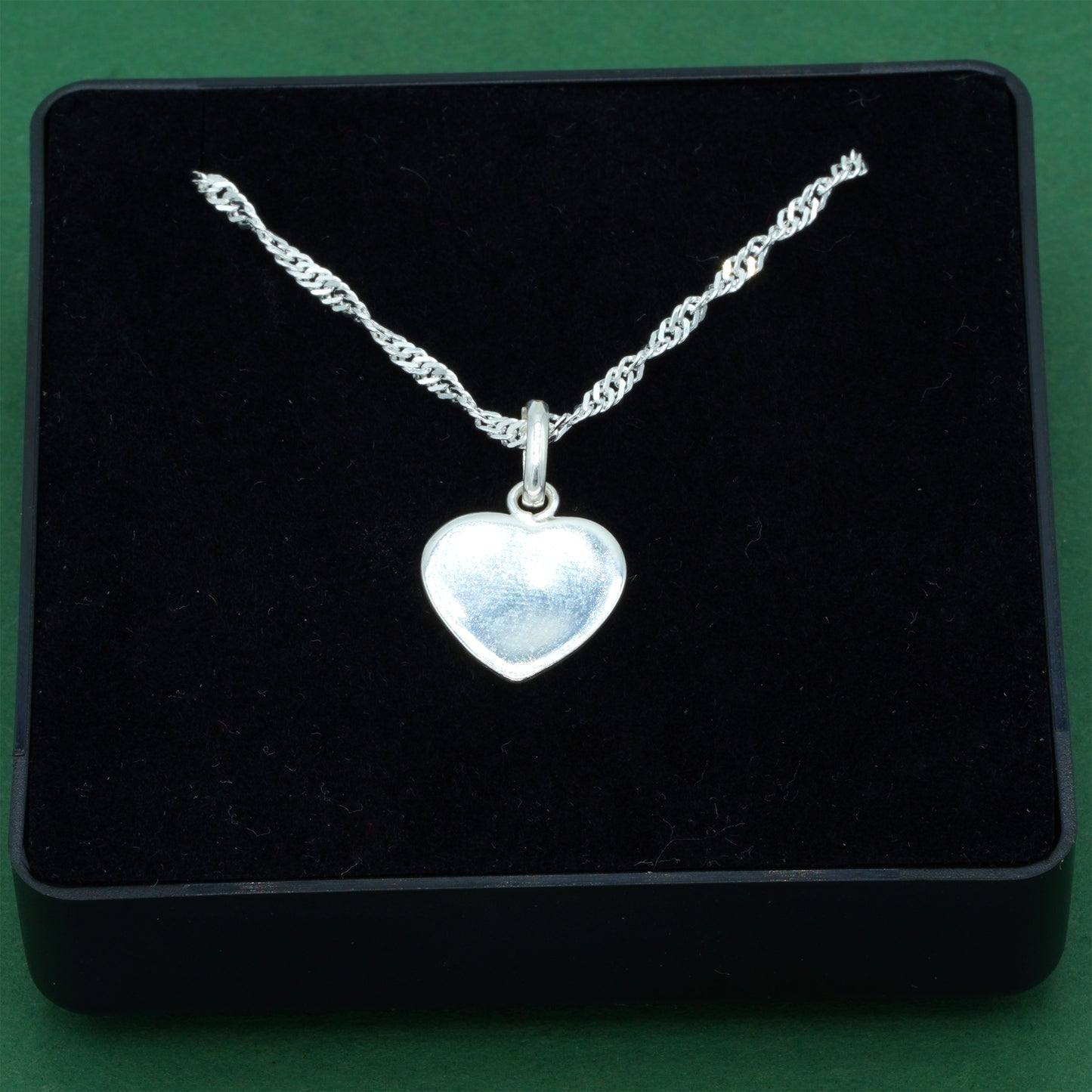 925 Sterling Silver Singapore Chain With Flat Heart Pendant Necklace, Valentine’s Day Gift for Her, Supplied in Gift Box