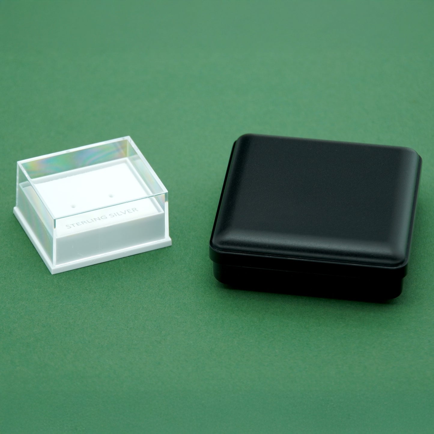 Jewellery Gift Boxes, Clear Sterling Silver Earring Box / Black Foam Padded Bracelet/Necklace Box