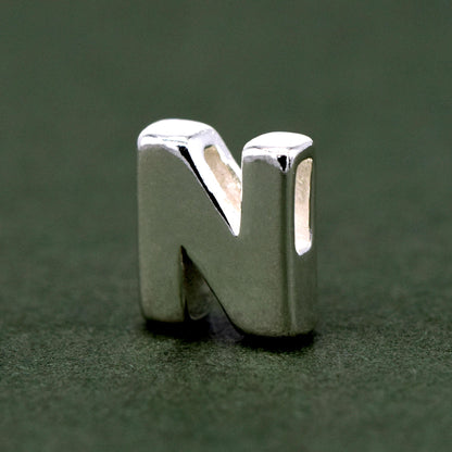 Sterling Silver Alphabet Initial Letter Threader A-Z & Heart Charm