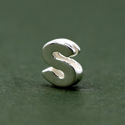 Sterling Silver Alphabet Initial Letter Threader A-Z & Heart Charm