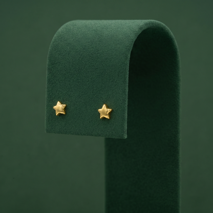 4mm Tiny Star Stud Earrings in Sterling Silver and Flash Gold