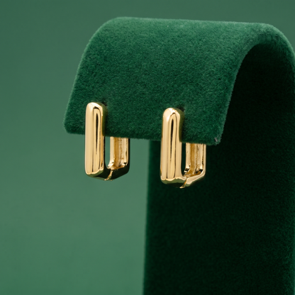 10/12mm Geometric Square Link Huggie Earrings