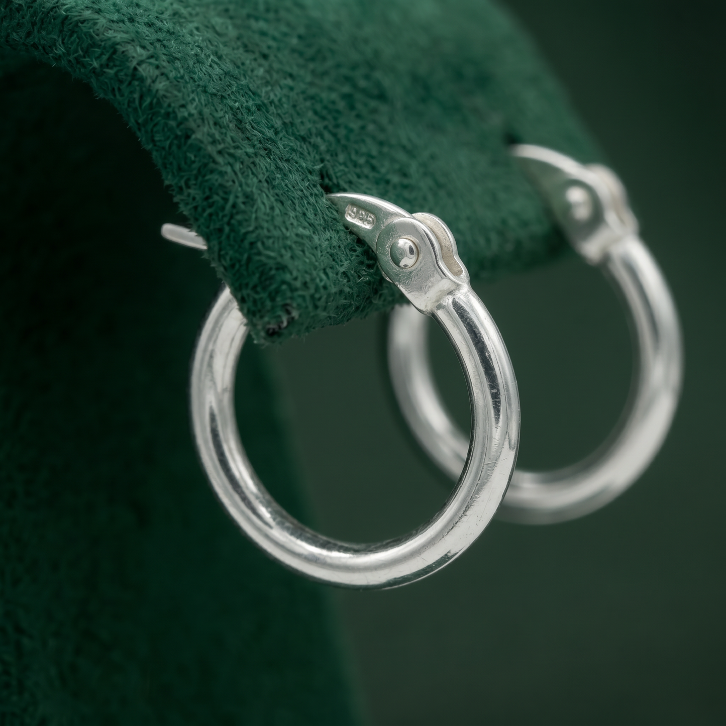 925 Sterling Silver Tube Creole Hoop Earrings 11mm