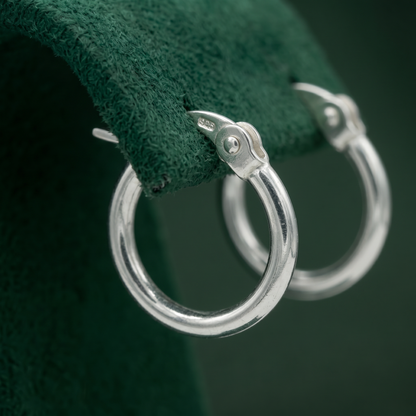925 Sterling Silver Tube Creole Hoop Earrings 11mm