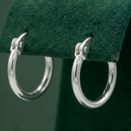 925 Sterling Silver Tube Creole Hoop Earrings 11mm