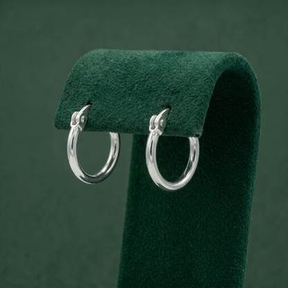925 Sterling Silver Tube Creole Hoop Earrings 11mm