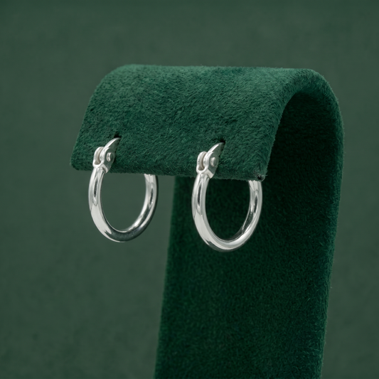925 Sterling Silver Tube Creole Hoop Earrings 11mm