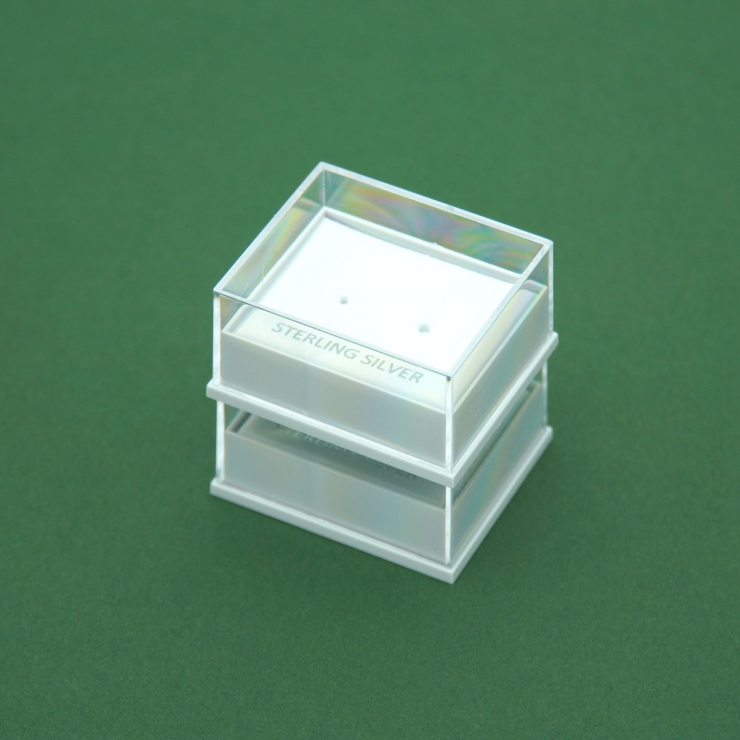 Jewellery Gift Boxes, Clear Sterling Silver Earring Box / Black Foam Padded Bracelet/Necklace Box