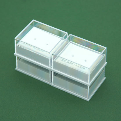 Jewellery Gift Boxes, Clear Sterling Silver Earring Box / Black Foam Padded Bracelet/Necklace Box