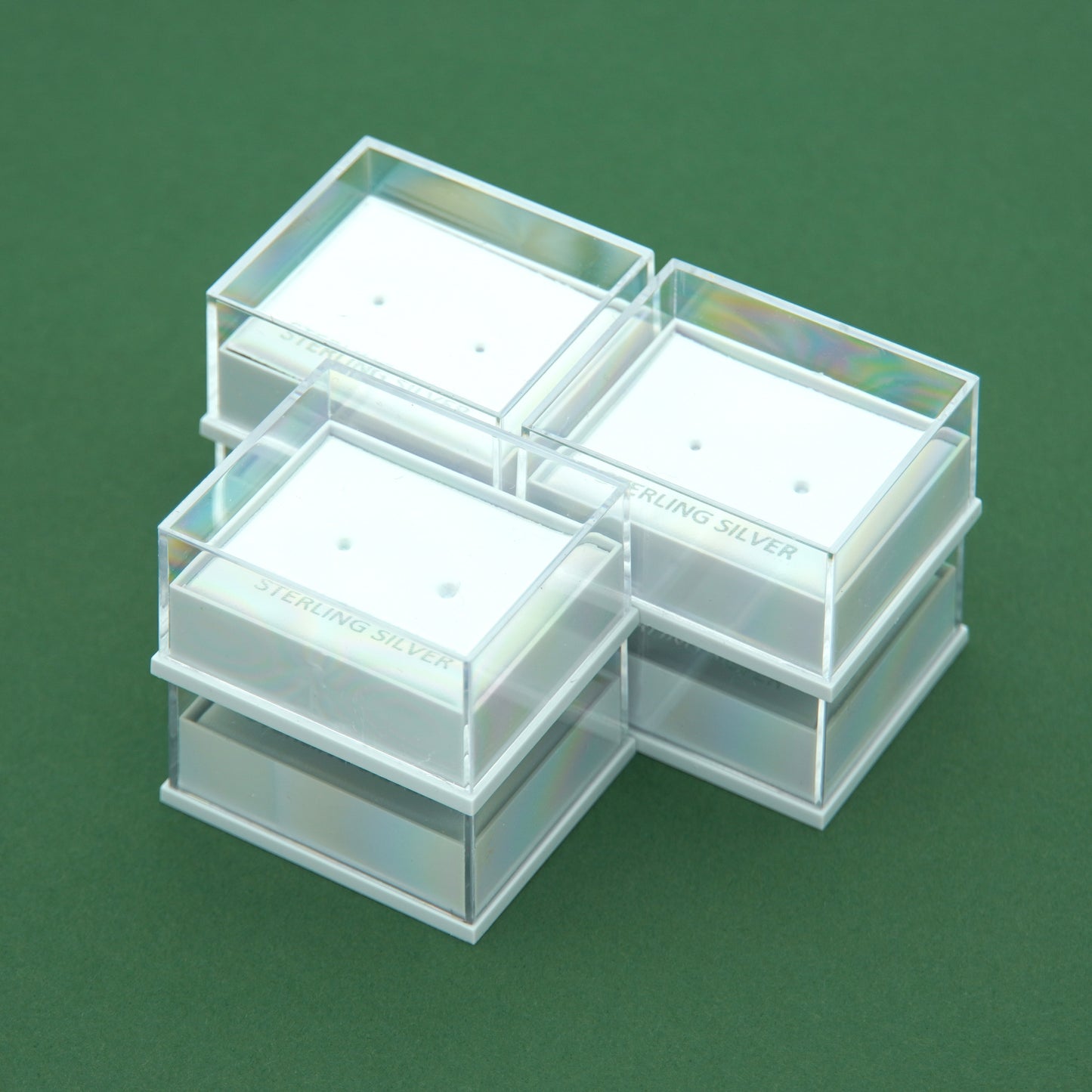 Jewellery Gift Boxes, Clear Sterling Silver Earring Box / Black Foam Padded Bracelet/Necklace Box