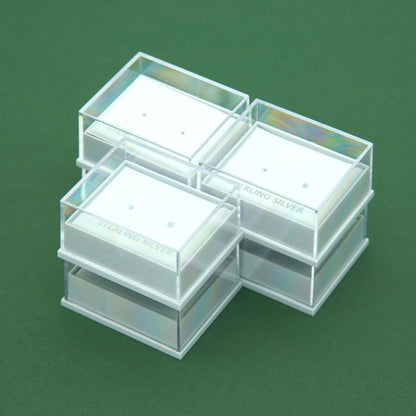 Jewellery Gift Boxes, Clear Sterling Silver Earring Box / Black Foam Padded Bracelet/Necklace Box