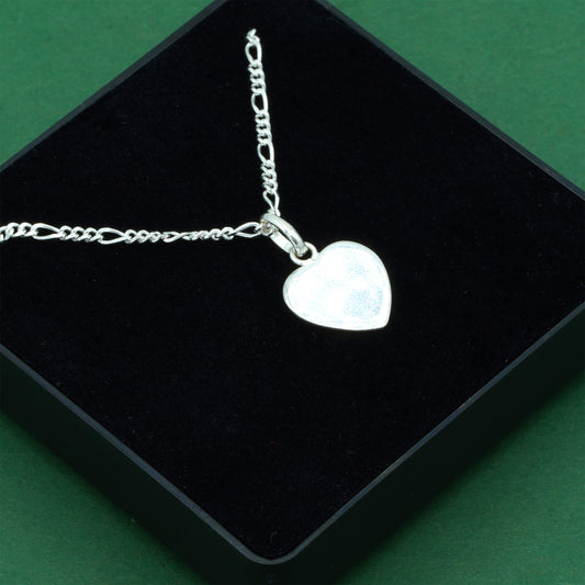 925 Sterling Silver Figaro Chain With Flat Heart Pendant Necklace, Valentine’s Day Gift for Her, Supplied in Gift Box