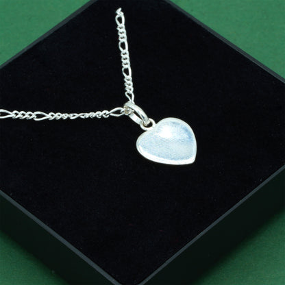 925 Sterling Silver Figaro Chain With Flat Heart Pendant Necklace, Valentine’s Day Gift for Her, Supplied in Gift Box