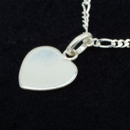 925 Sterling Silver Figaro Chain With Flat Heart Pendant Necklace, Valentine’s Day Gift for Her, Supplied in Gift Box