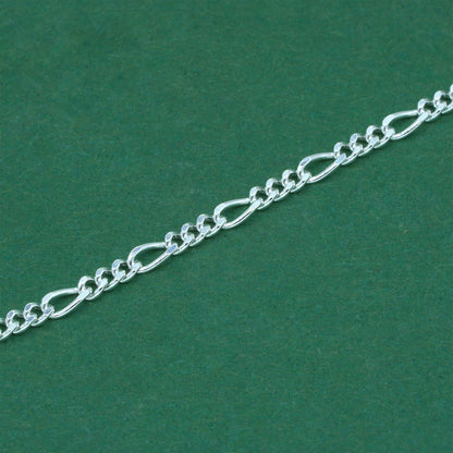 925 Sterling Silver Diamond Cut Figaro Chain With Puffed Heart Pendant Necklace – Valentine’s Day Romantic Gift for Her, Minimalist Silver