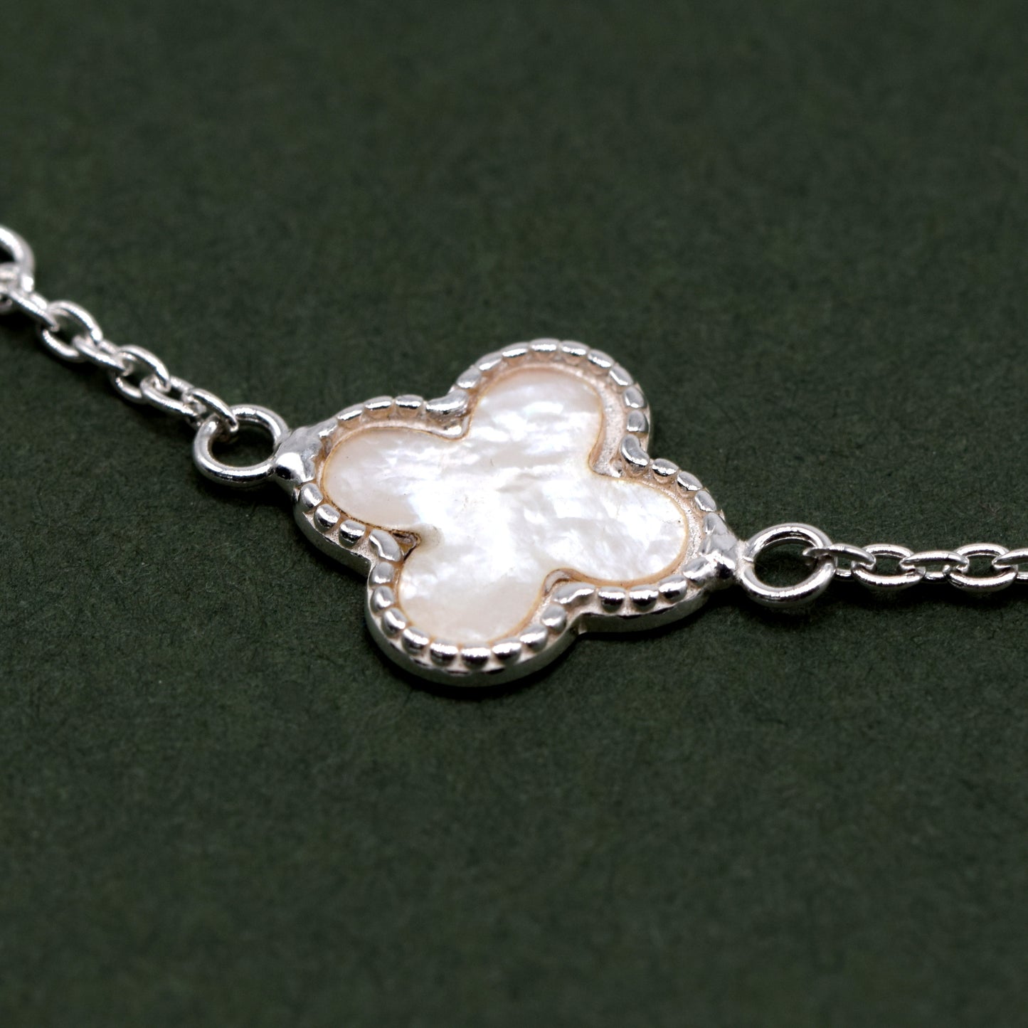 Sterling Silver Triple Four Leaf Clover Motif Bracelet