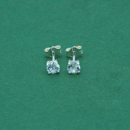 925 Sterling Silver Clear CZ Stud Earrings 4mm, Diamond Style Cubic Zirconia Studs, Minimal Dainty Crystal Earrings