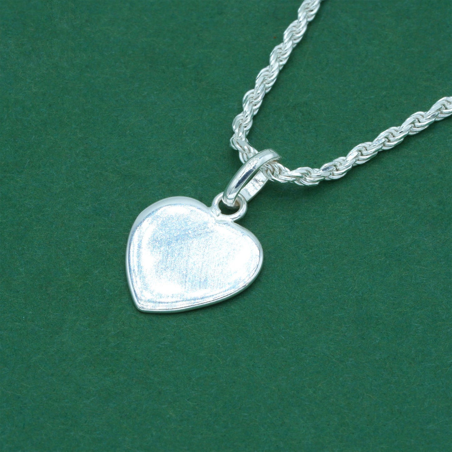 925 Sterling Silver Flat Heart Pendant Necklace with Rope Chain – Valentine’s Day Minimalist Love Necklace, Romantic Gift for Her