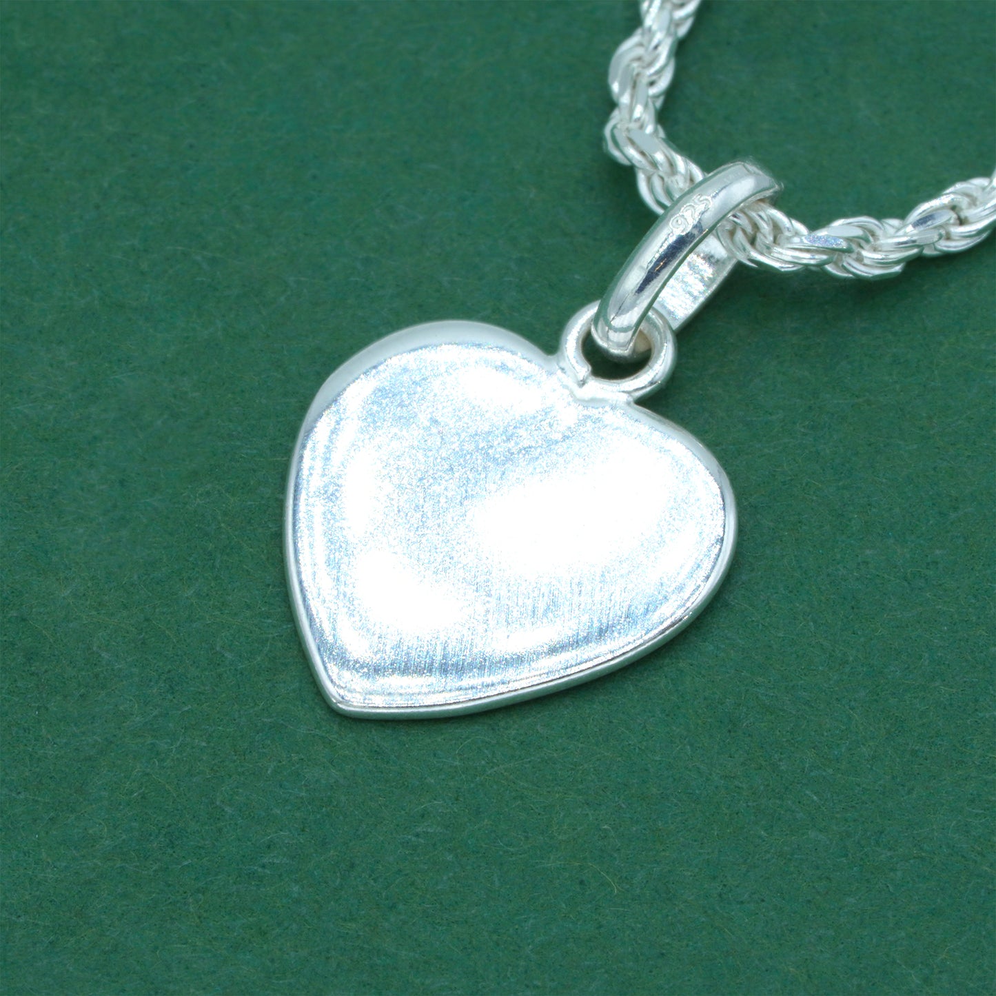 925 Sterling Silver Flat Heart Pendant Necklace with Rope Chain – Valentine’s Day Minimalist Love Necklace, Romantic Gift for Her