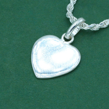 925 Sterling Silver Flat Heart Pendant Necklace with Rope Chain – Valentine’s Day Minimalist Love Necklace, Romantic Gift for Her