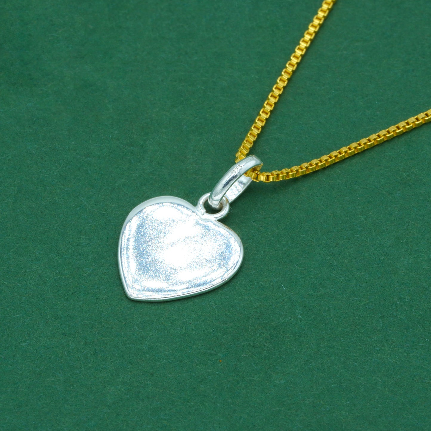 925 Sterling Silver Flat Heart Pendant Necklace with 18k Flash Gold Plated Box Chain – Valentine’s Day Minimalist Love Necklace, Romantic Gift for Her