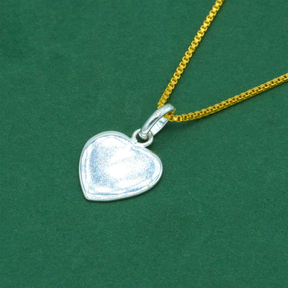925 Sterling Silver Flat Heart Pendant Necklace with 18k Flash Gold Plated Box Chain – Valentine’s Day Minimalist Love Necklace, Romantic Gift for Her