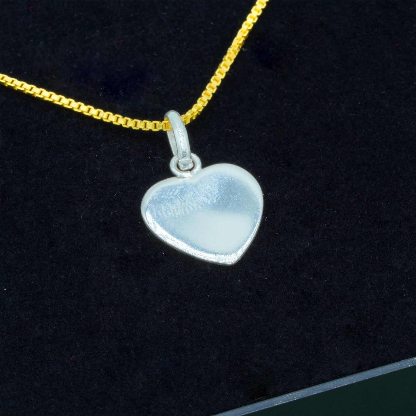 925 Sterling Silver Flat Heart Pendant Necklace with 18k Flash Gold Plated Box Chain, Valentine’s Day Gift, Romantic Love Necklace Supplied in Gift Box