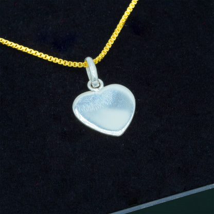 925 Sterling Silver Flat Heart Pendant Necklace with 18k Flash Gold Plated Box Chain, Valentine’s Day Gift, Romantic Love Necklace Supplied in Gift Box