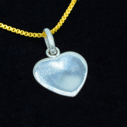 925 Sterling Silver Flat Heart Pendant Necklace with 18k Flash Gold Plated Box Chain, Valentine’s Day Gift, Romantic Love Necklace Supplied in Gift Box