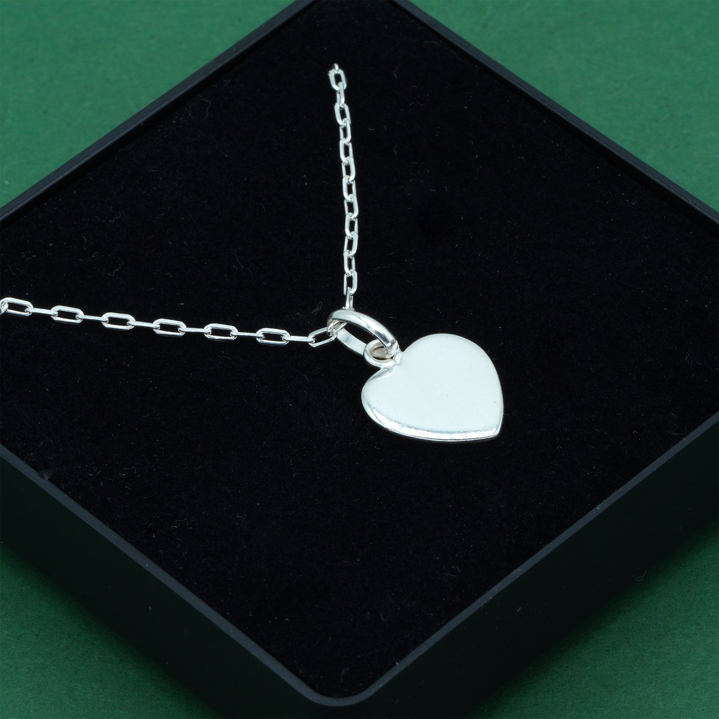 925 Sterling Silver Paperclip Link Chain With Flat Heart Pendant Necklace, Valentine’s Day Gift for Her, Supplied in Gift Box