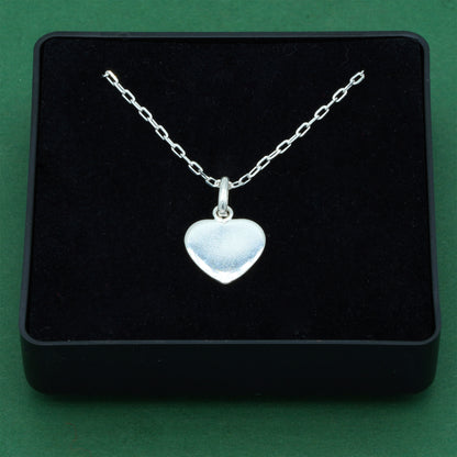 925 Sterling Silver Paperclip Link Chain With Flat Heart Pendant Necklace, Valentine’s Day Gift for Her, Supplied in Gift Box